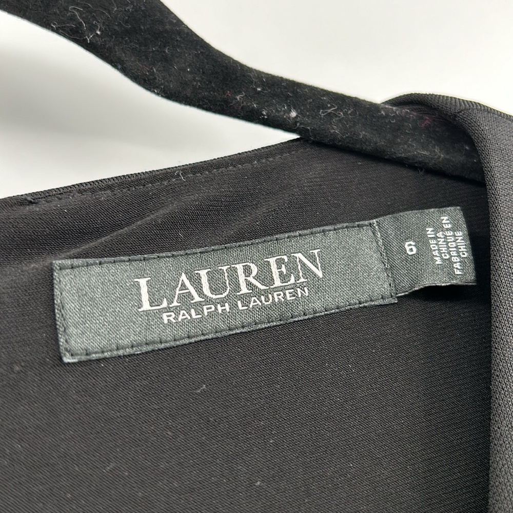 Lauren Ralph Lauren Womens Short-Sleeve Surplice Jersey Dress Size 6 Black LBD - Picture 5 of 10